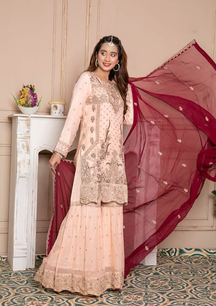 Dark Pink Sharara