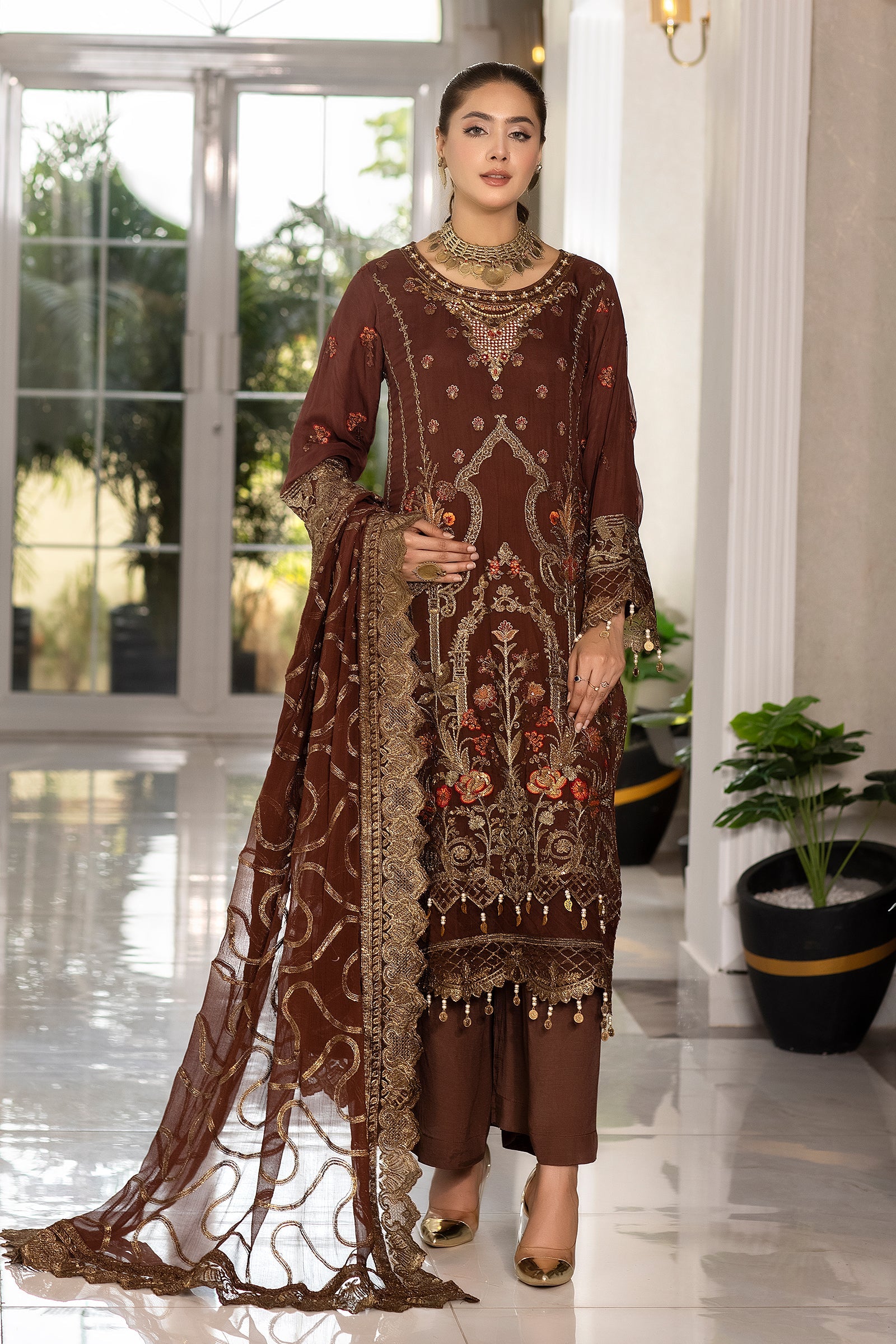 chocolate Chiffon Formal Dress