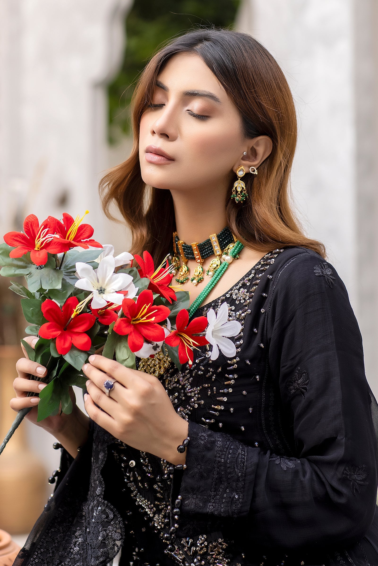 Black Dress with flower