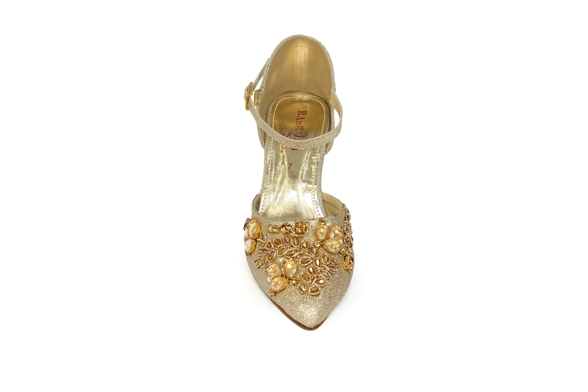 Golden Color Back Close Shoe-RS17 - Rang Jah