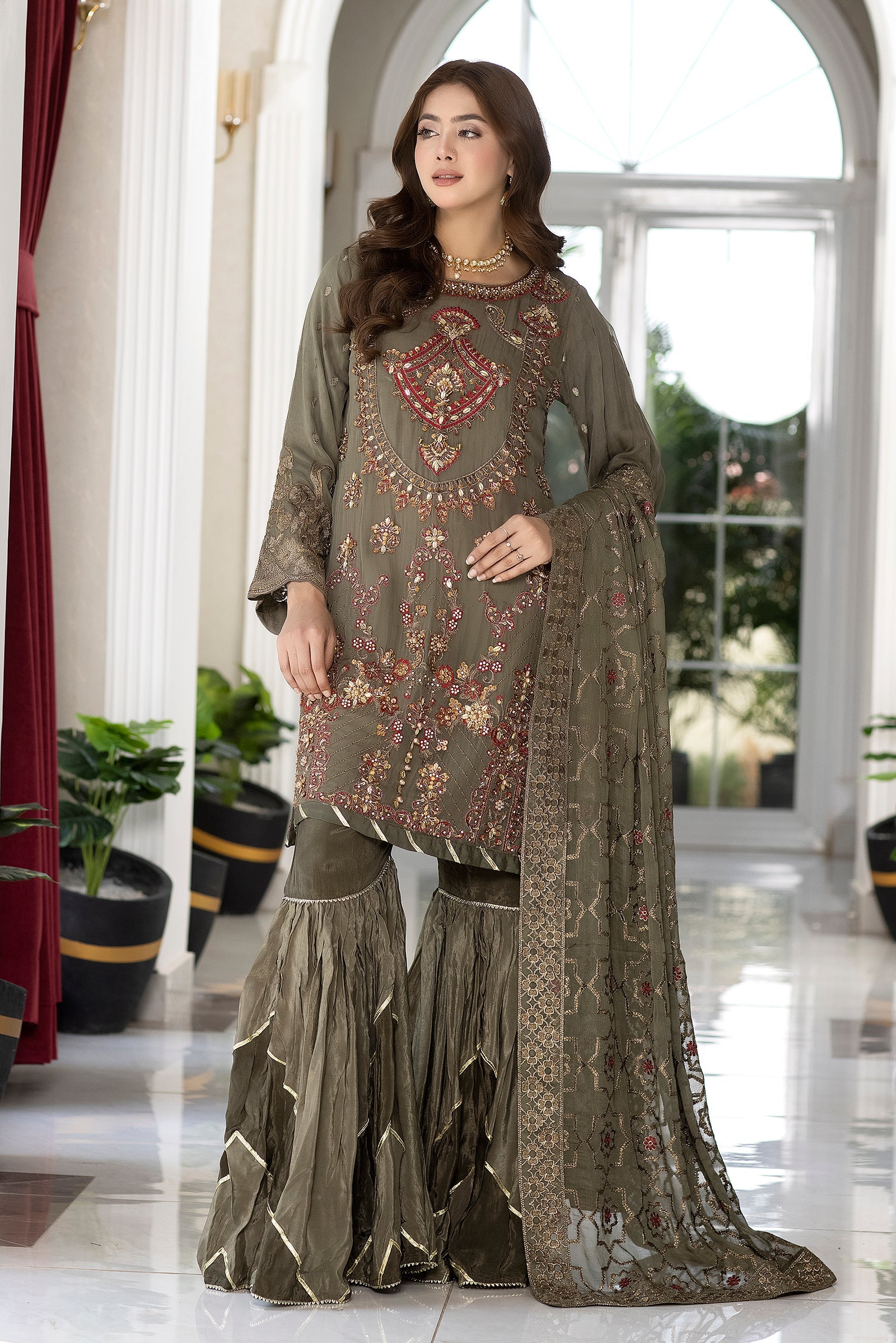 Chiffon Formal Sharara Dress