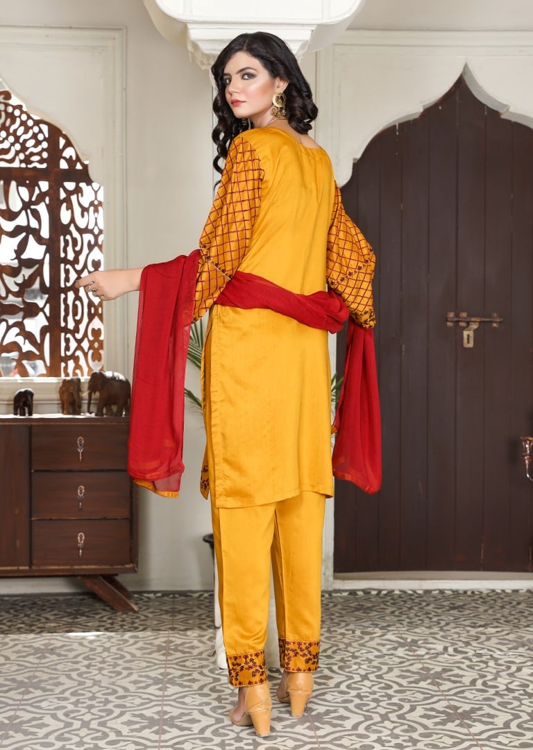 Readymade Viscose Embroidered Suit AKS-4 - Rang Jah