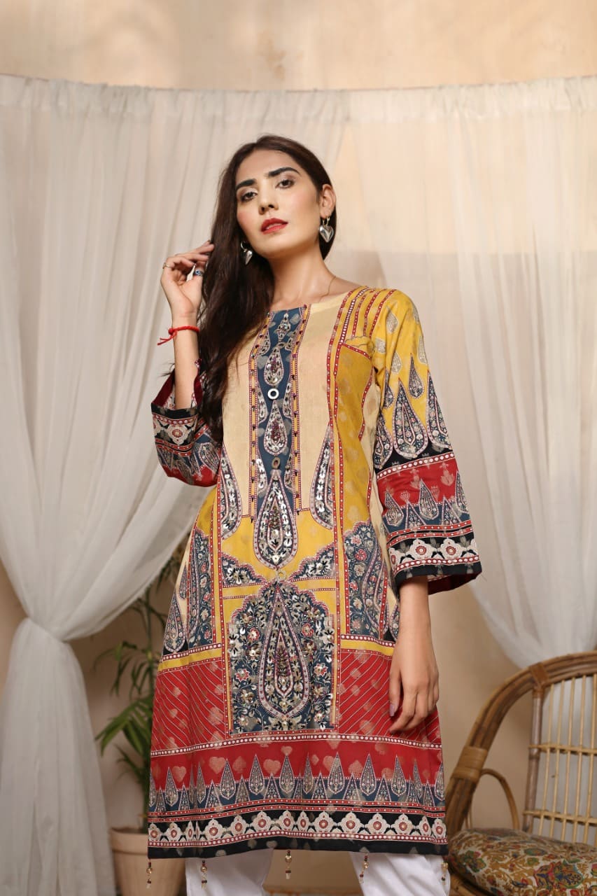 Readymade Broshia  Jacquard Kurti -RJ004 - Rang Jah