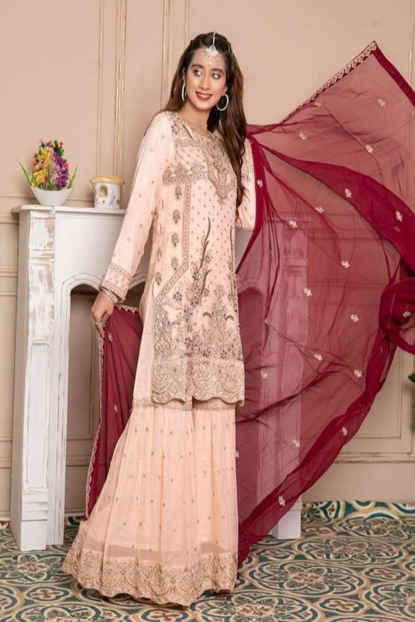 Dark Pink Sharara