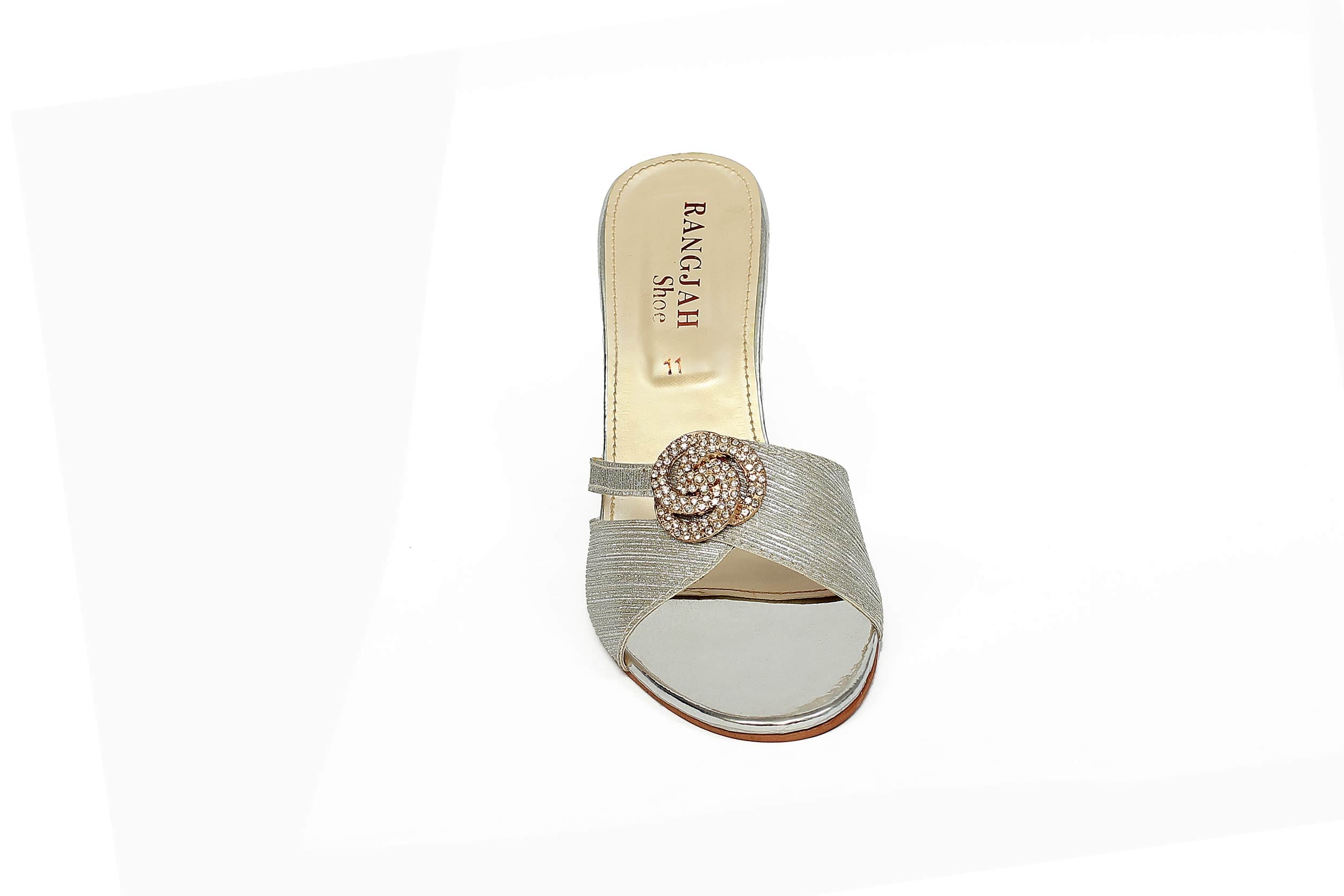 Silver Color Fancy Slippers-RS12 - Rang Jah