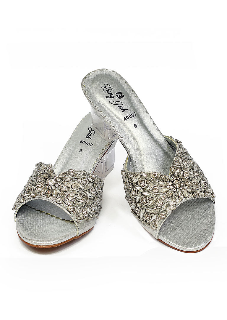 Silver Color Fancy Slippers-RS26 - Rang Jah
