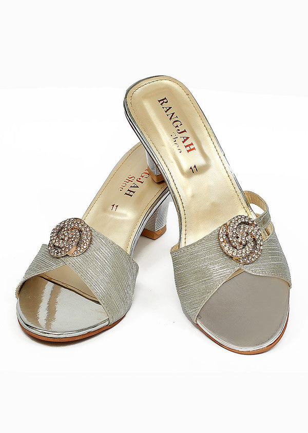 Silver Color Fancy Slippers-RS12 - Rang Jah